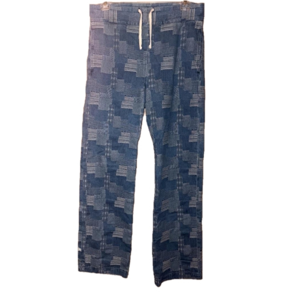 imogene + willie Blue Patchwork Wide-Leg Drawstring Pants
